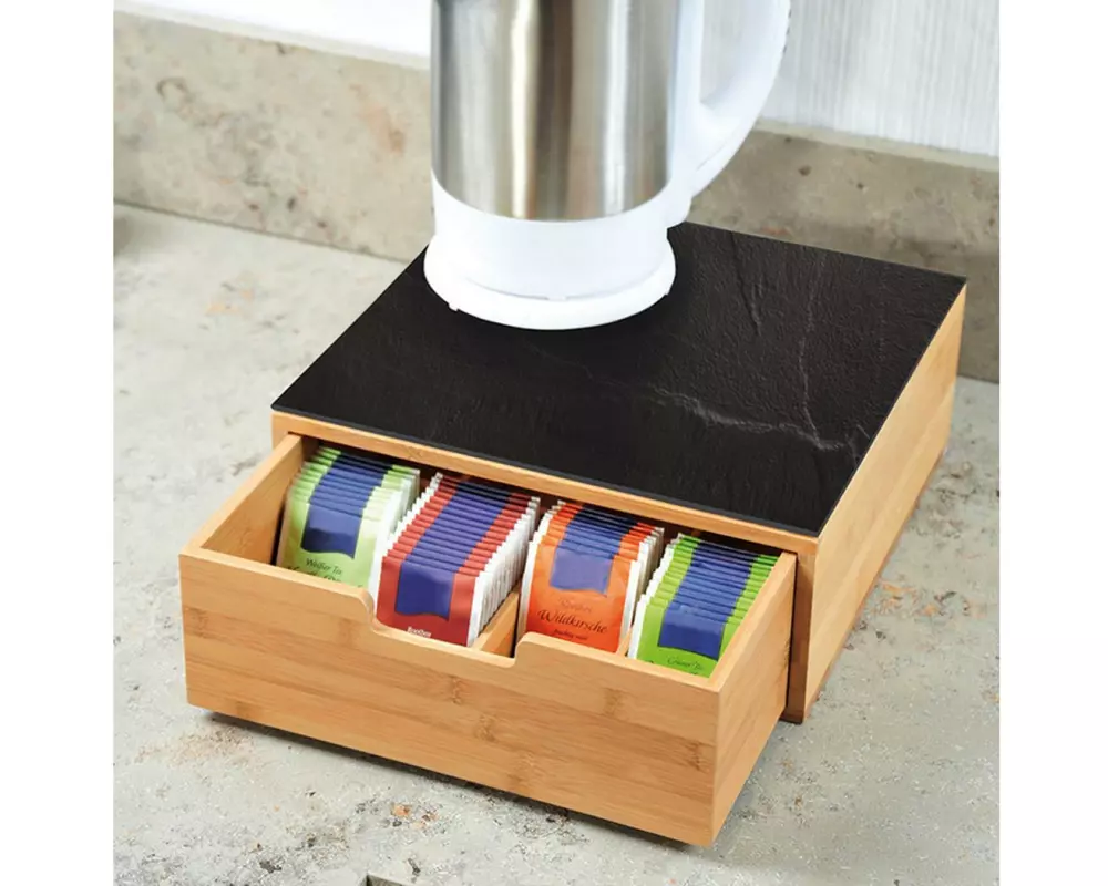 Kesper Tee-Aufbewahrungsbox Bambus, Glas, 1-tlg.