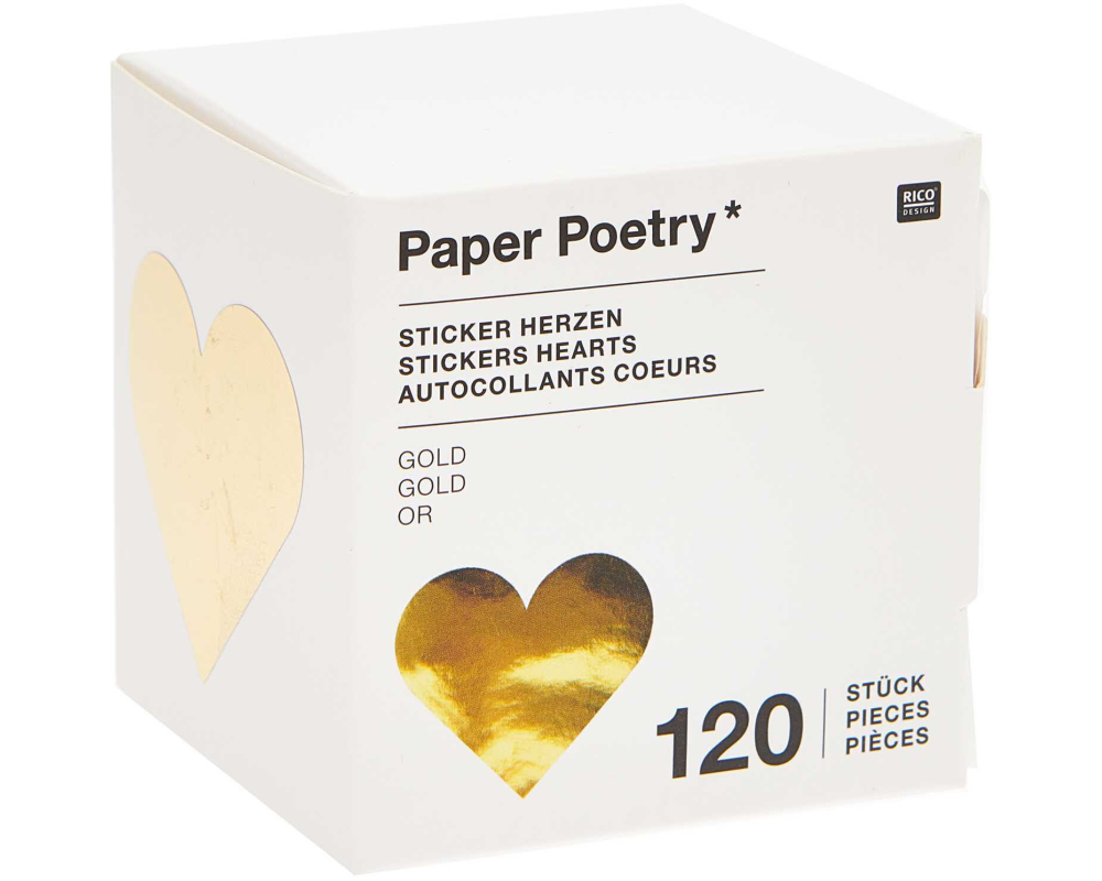 RICO DESIGN Sticker Herzen 300137 gold 120 Stück