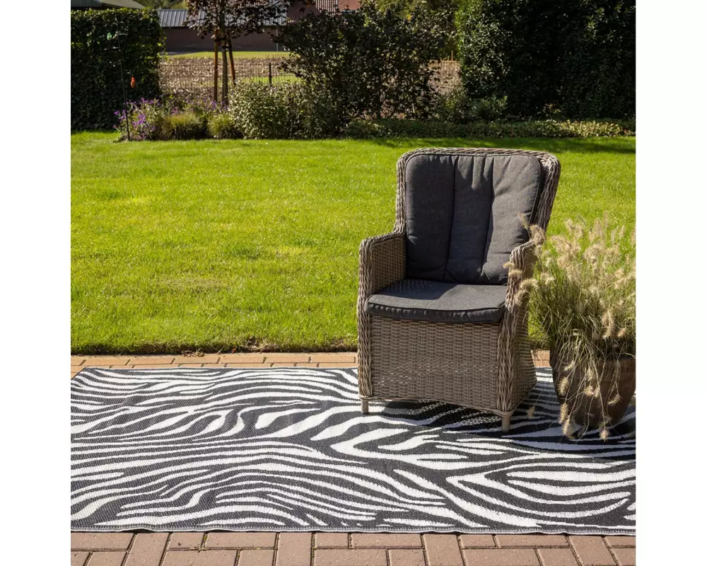 Esschert Design Teppich Zebra 150 x 242.5 cm, Schwarz/Weiss