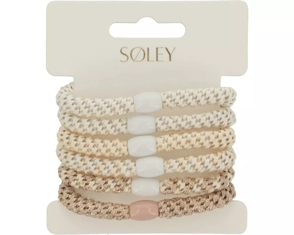 SOLEY Haargummi Nordic Elastics 6 Stück Beige, Gold