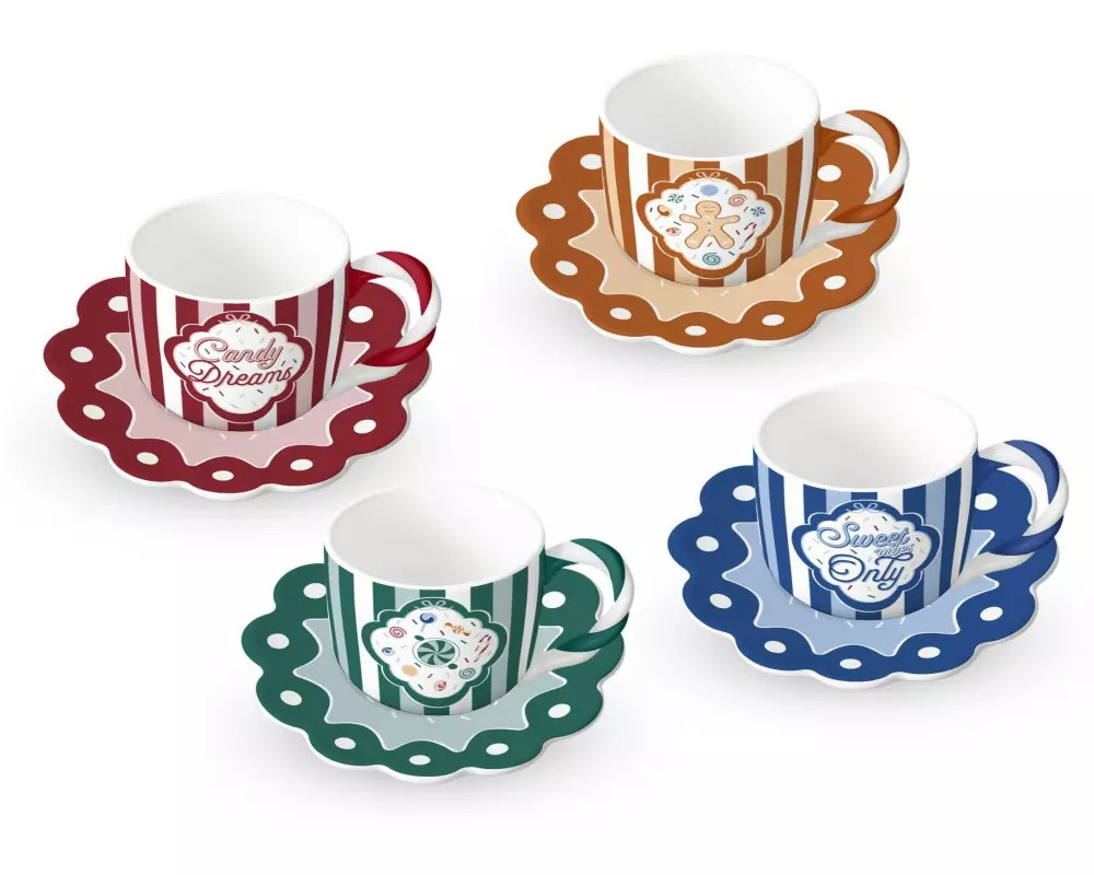 Bialetti Tassen und Untertassen Candylan 4er-Set