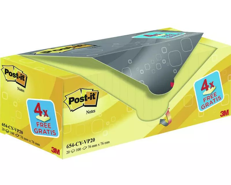 Post-it Notizzettel Post-it 7,6 x 7,6 cm Gelb, 20 Blöcke
