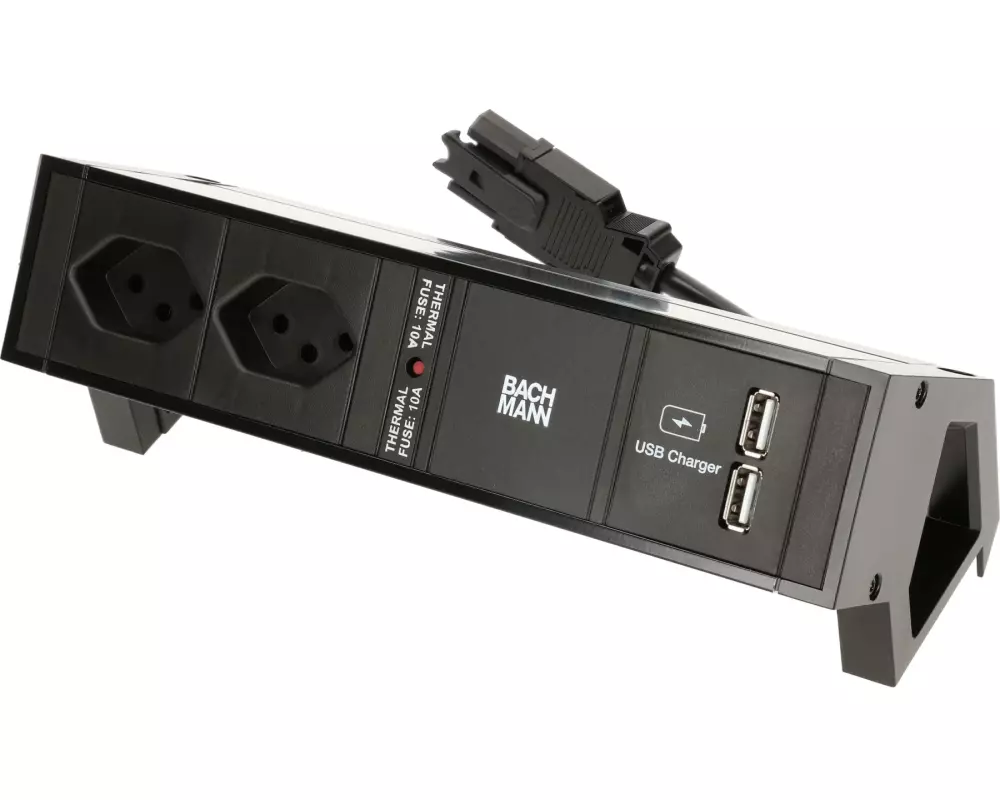 Bachmann Tischsteckdosenleiste DESK 2, 2x T13, 90°, 1x USB