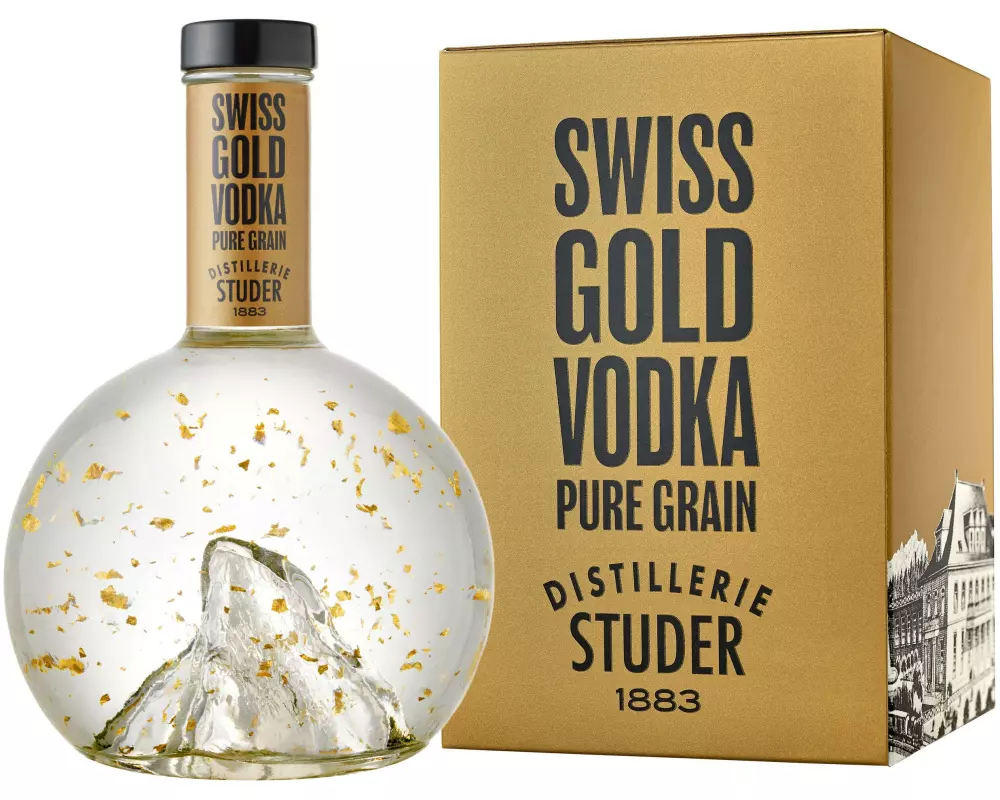 Distillerie Studer Vodka Swiss Gold Vodka mit Goldflitter 0.7 l
