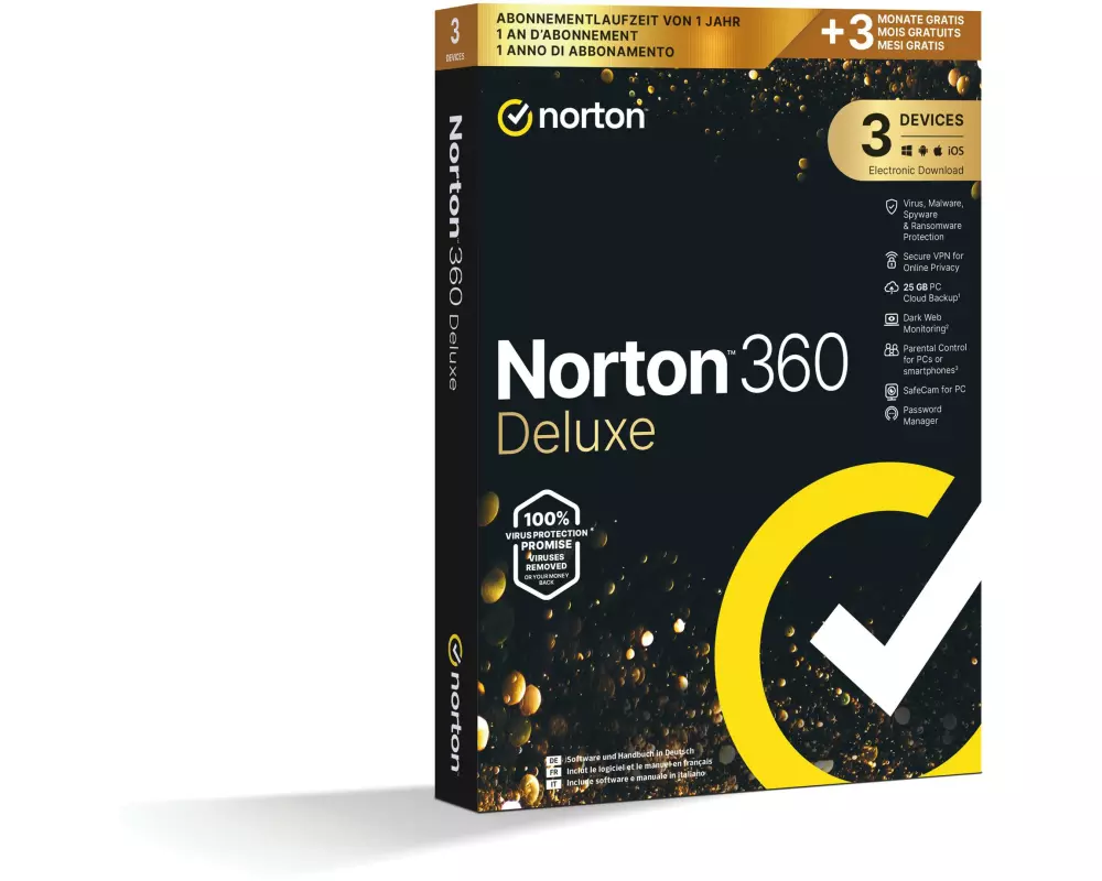 Norton Norton 360 Deluxe GOLD Ed. Box, 3 Device, 15 Monate