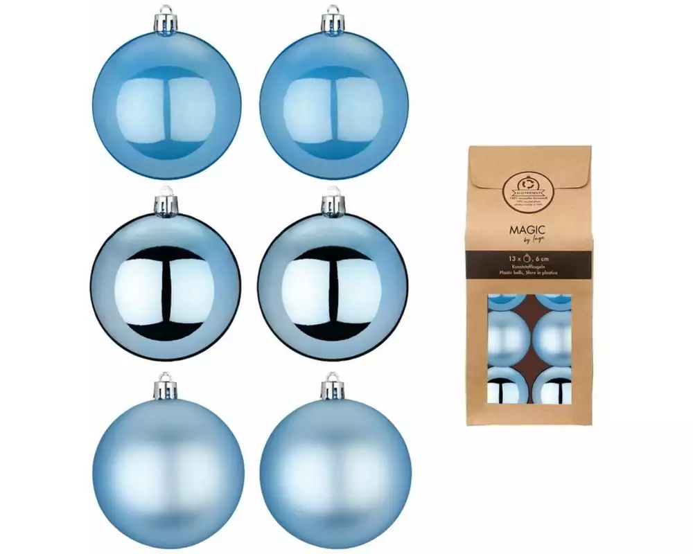 INGES CHRISTMAS DECOR Weihnachtskugel 6 cm Ozeanblau, 13 Stück