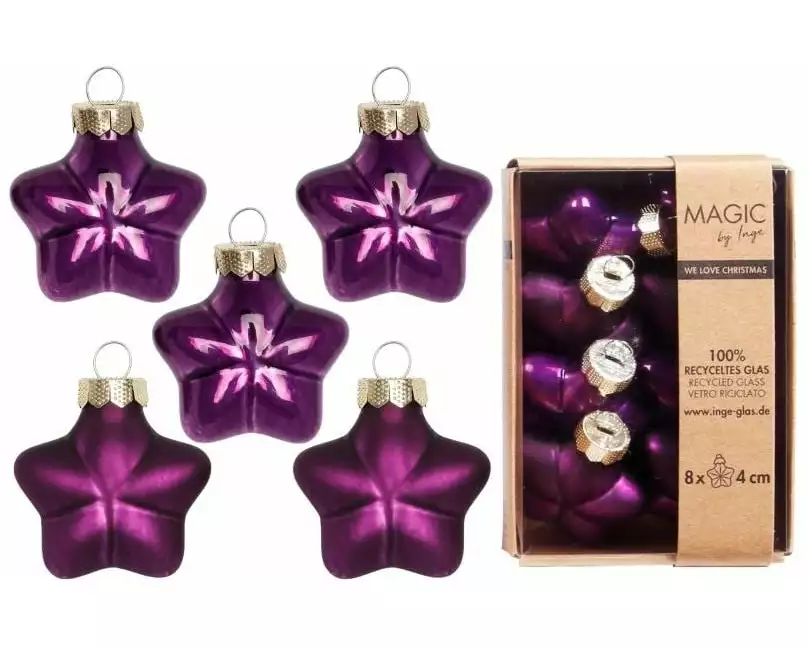 INGES CHRISTMAS DECOR Weihnachtskugel Stern 8 Stück, Lila