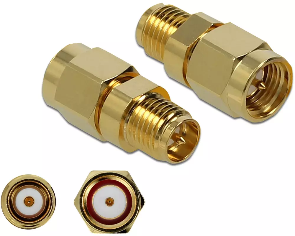 Delock Adapter RP-SMA Stecker (m) - SMA Buchse (f)