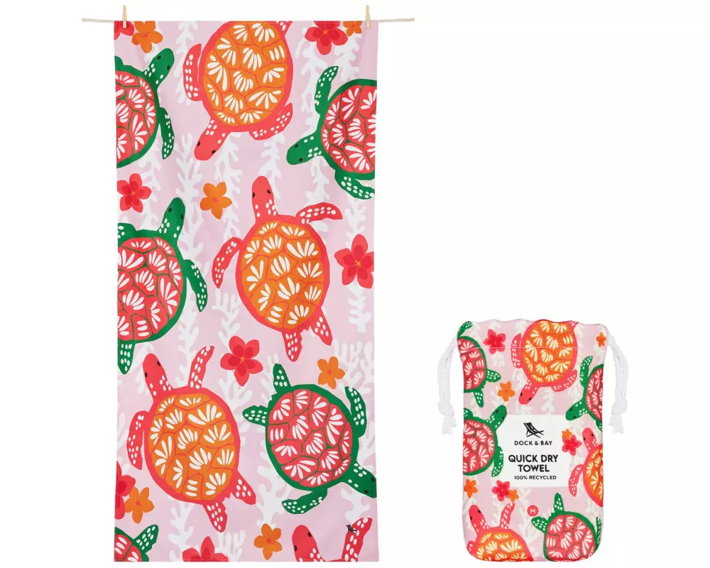 Dock & Bay Strandtuch Turtley Tropical 130 cm x 70 cm, Mehrfarbig