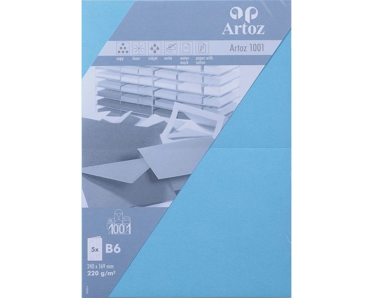 ARTOZ Karten 1001 B6 107362263 220g, azur 5 Blatt
