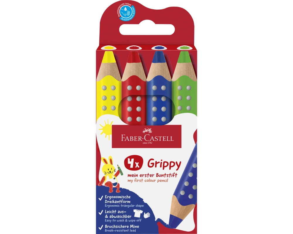 FABER-CASTELL Farbstifte Grippy 110701 4 Farben