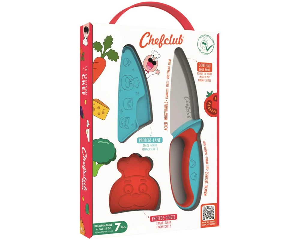 Chefclub Kindergeschirrset Messer Blau/Rot