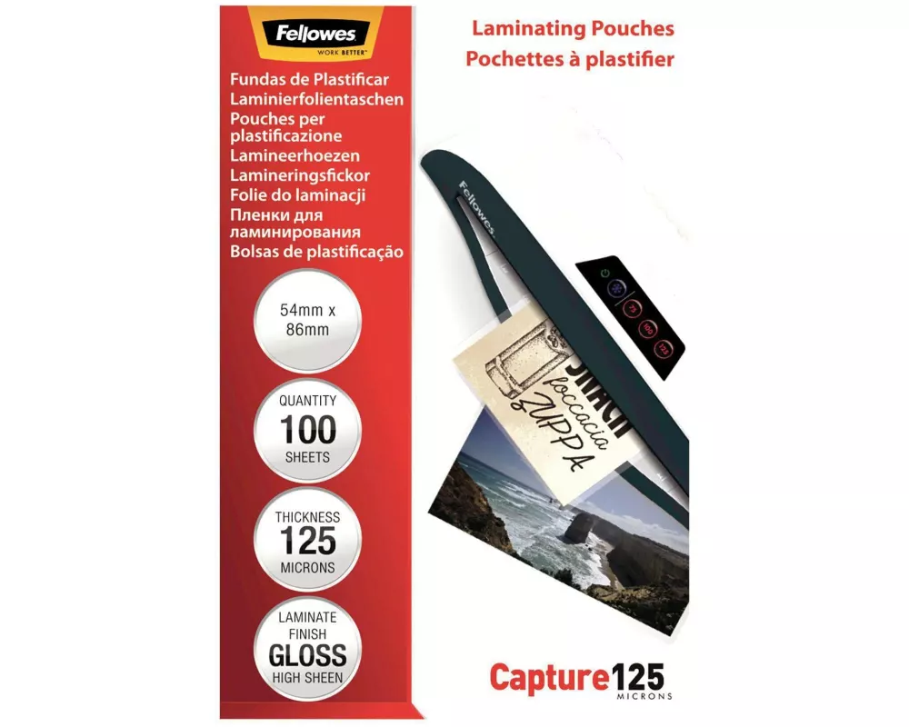 Fellowes Laminierfolie 5.4 x 8.6 cm, 125 µm, 100 Stück, Glänzend
