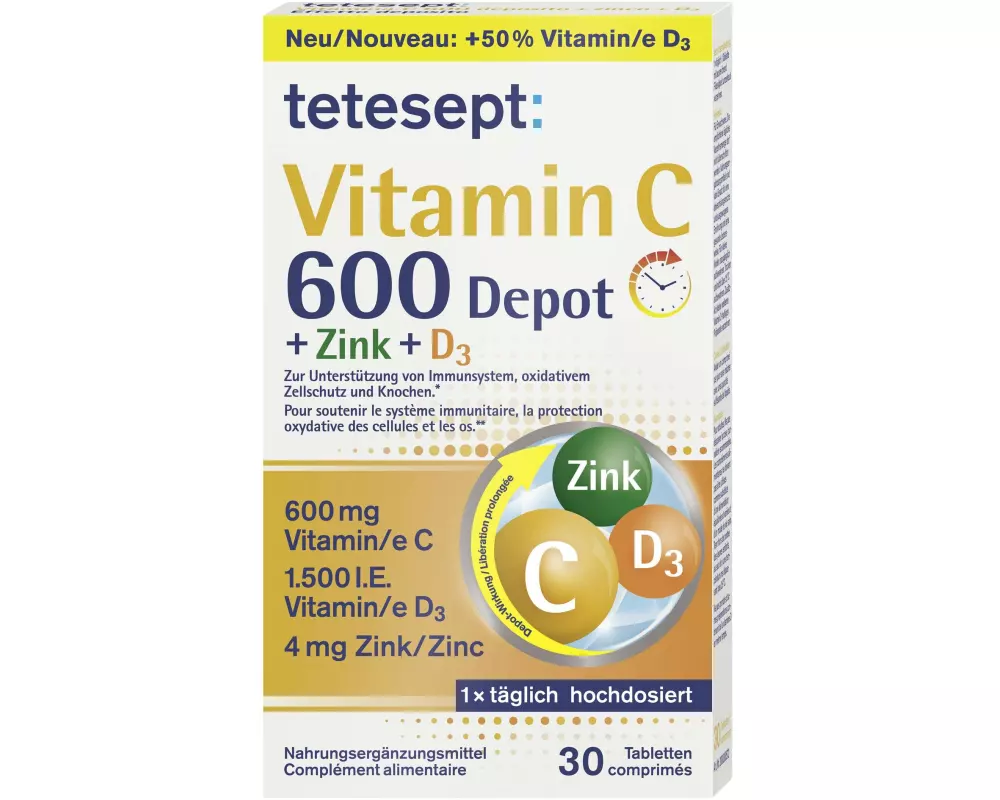 tetesept Vitamin C + Zink + D3 Depot 30 Tabletten