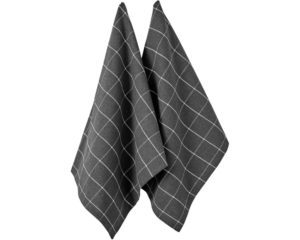 Ladelle Geschirrtuch Eco Check 45 x 70 cm, 2 Stück, Anthrazit