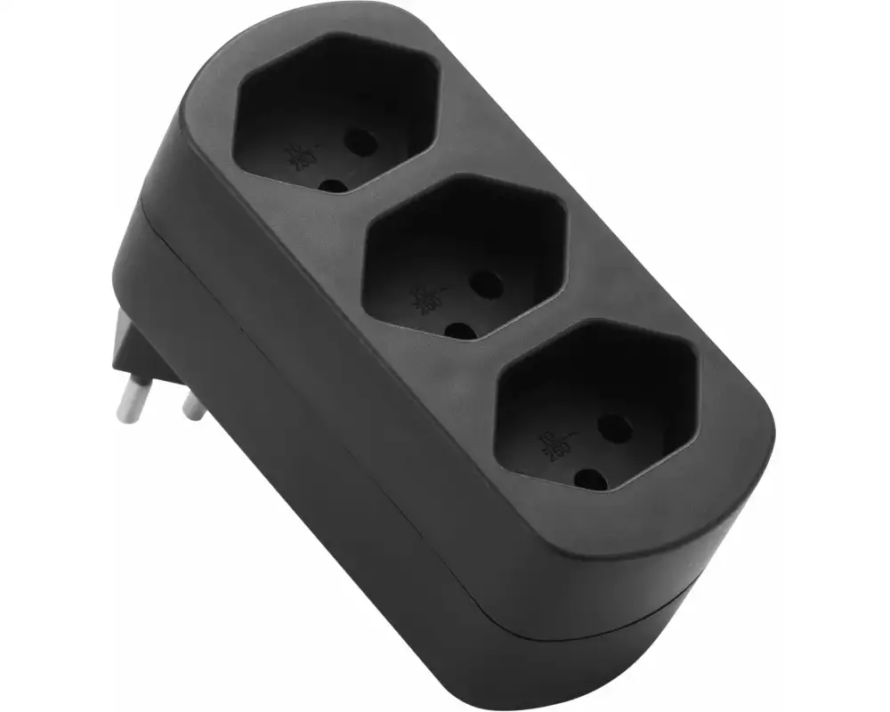 Schönenberger Abzweigstecker MOVE 3xT13 schwarz 270° drehbar 3xT13 (offen)