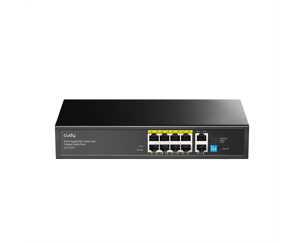CUDY GS1010PE 8-Port Gigabit PoE+ Switch 2 Gigabit Uplink Ports 120W