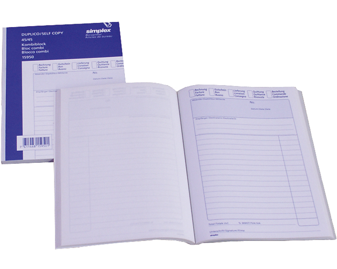SIMPLEX Kombiblock D/F/I A5 15950 weiss 45x2 Blatt