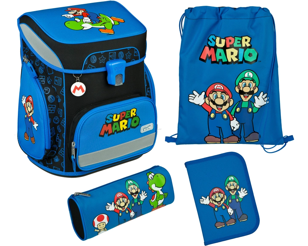 SCOOLI Schulthek-Set EasyFit SUND8255 Super Mario 5-teilig