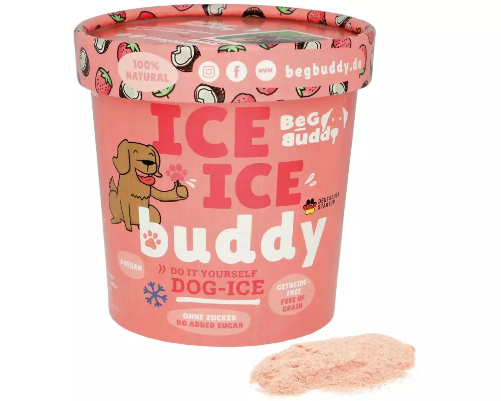BeG Buddy Hunde-Nahrungsergänzung Eispulver mit Kokos-Erdbeere, 66 g