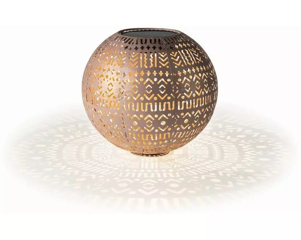 STT Laterne Solar Antic Ball Boho, Ø 30 cm, Braun