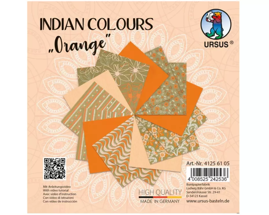 URSUS Bastelpapier Indian Colours 13.7 x 13.7 cm, Orange