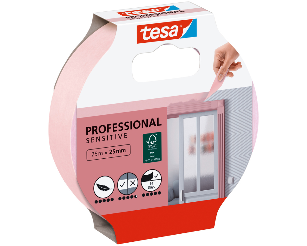 TESA Abdeckband 25mmx25m 56260-00000-08 Professional Sensitive pink