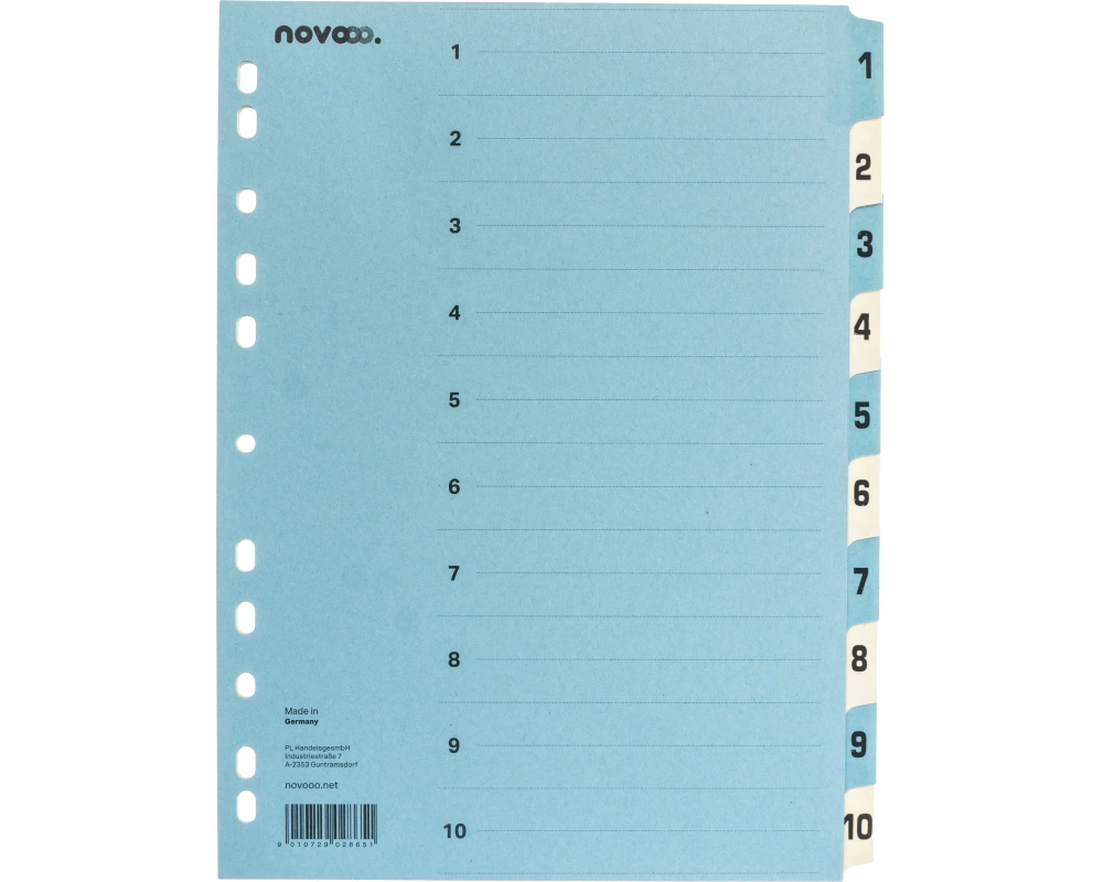 NOVOOO Kartonregister A4 40545 blau/beige 1-10