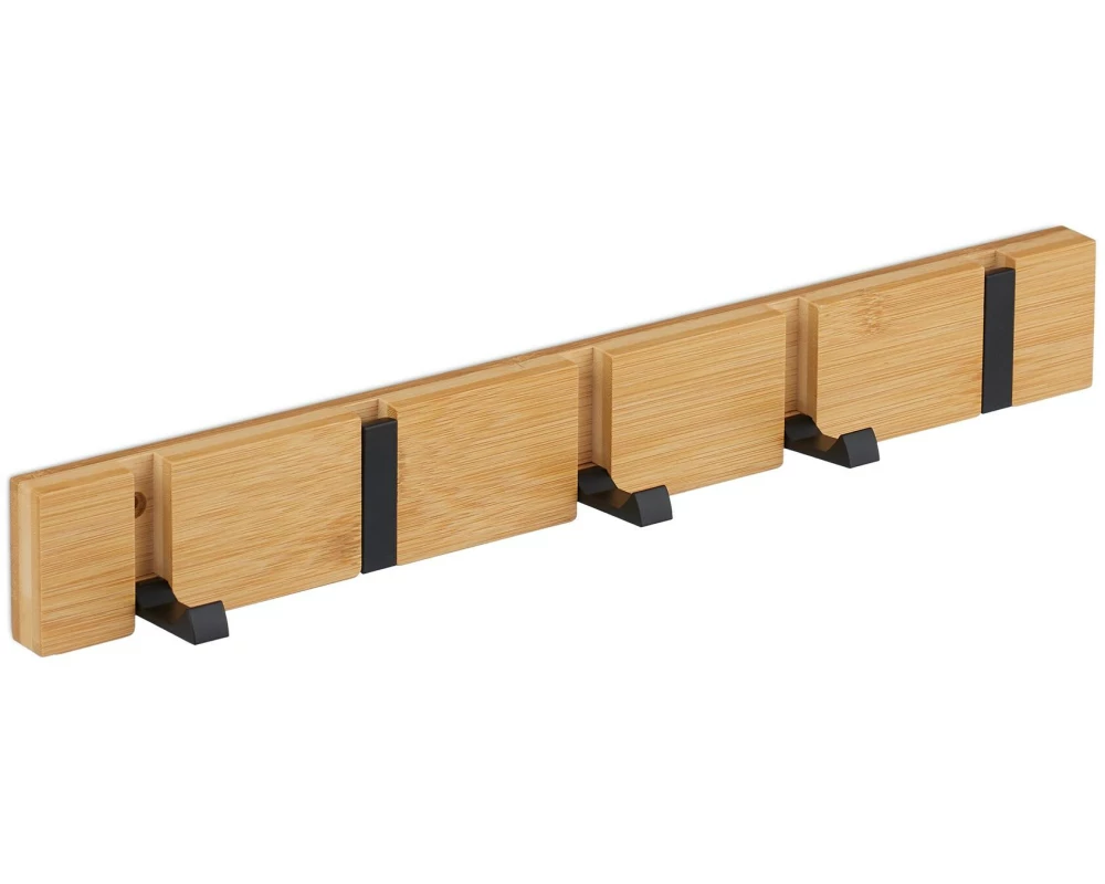 relaxdays Türgarderobe mit 5 Haken, Hellbraun/Schwarz