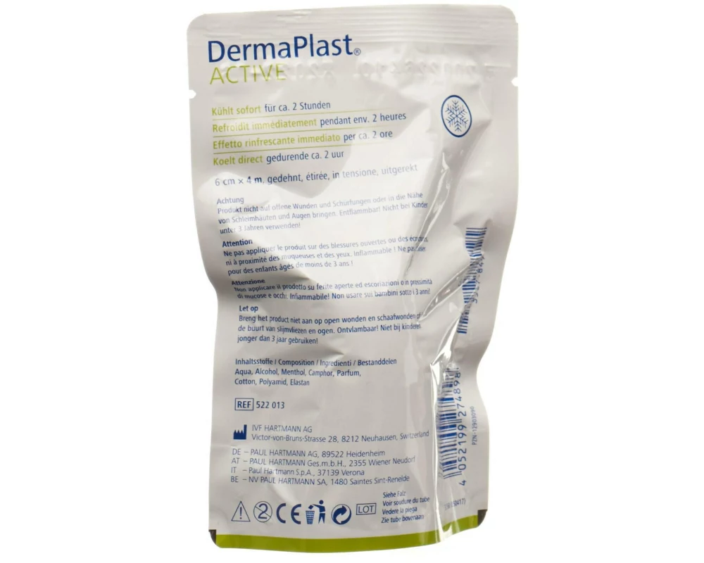 DermaPlast Active Coolfix Bandage blau 6 cm x 4 m