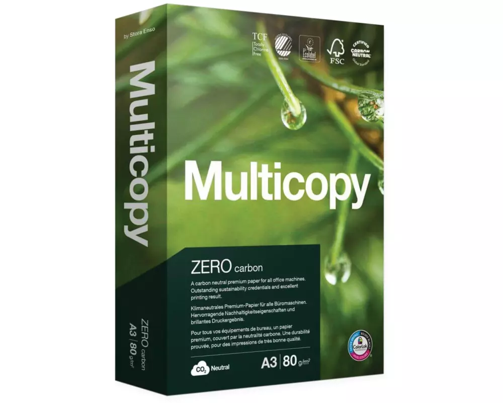 Multicopy Kopierpapier Zero A3, Weiss, 80 g/m², 500 Blatt