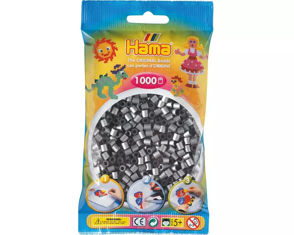 Hama Bügelperlen midi glanz, 1000 Stk. Silber