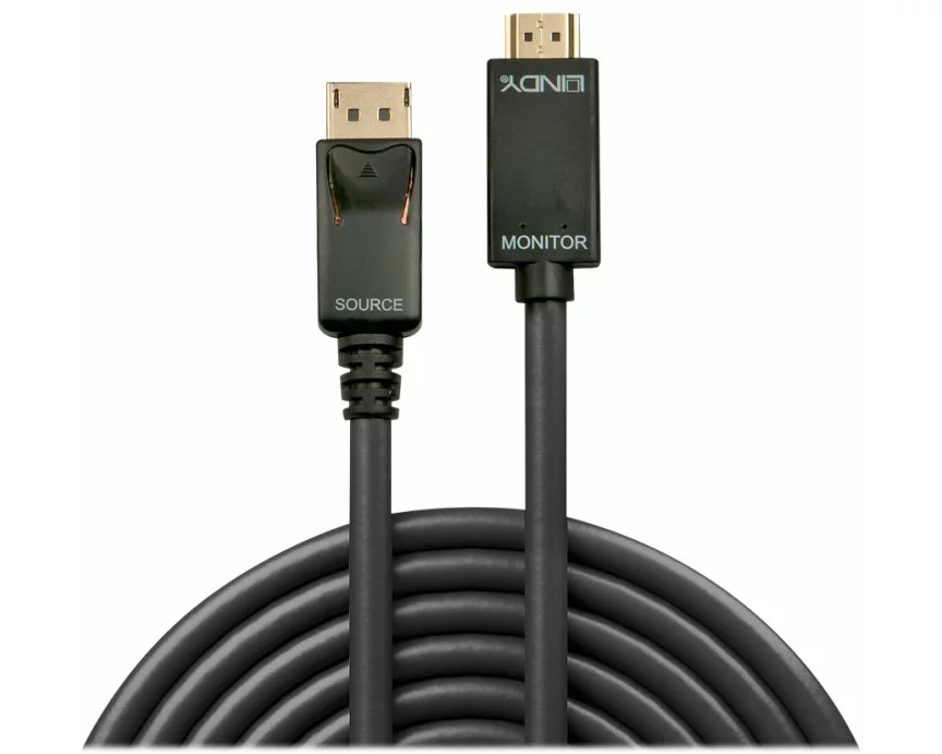 LINDY Video Cable, DP 1.2, DP-HDMI M-M, 2m, black, 4K30, DP Passive