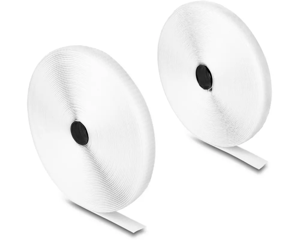 Delock Klettband 15 m x 20 mm mit Haft- und Flauschband Weiss