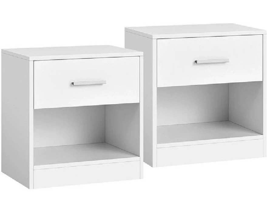 VASAGLE Nachttisch 39 x 27.6 x 41 cm, Weiss, 2er Set