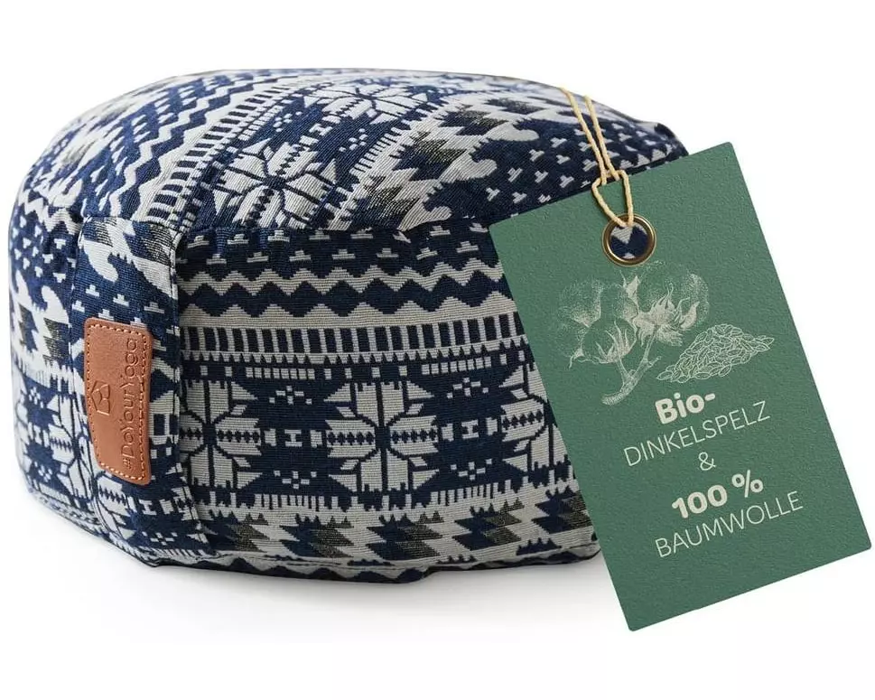 DoYourYoga Yoga-Kissen Vishnu Dinkelspelz, Blau/Weiss