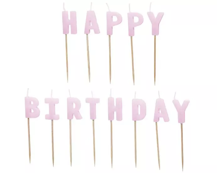 Partydeco Kerze Happy Birthday, Violett, H 2.5 cm, 13 Stück