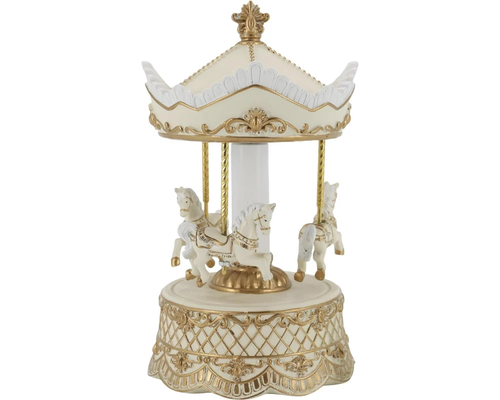 Chic Antique Spieluhr mit Karussell, 23 x 13 cm, Creme