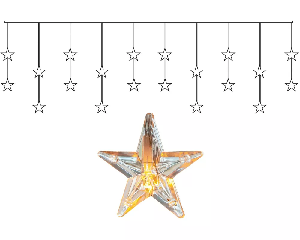 Star Trading LED-Lichtervorhang Sterne, Warmweiss, 20 LED
