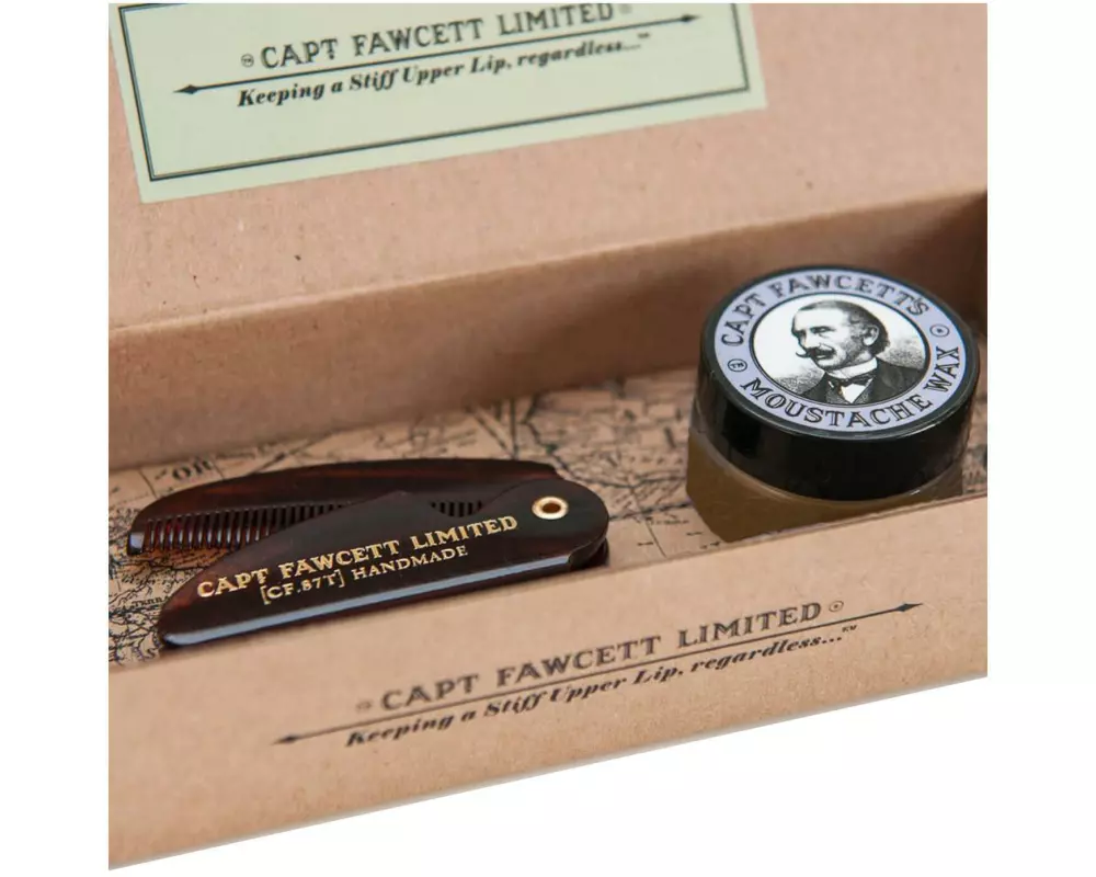 captain fawcett Lavendel-Schnurrbartwachs und faltbarer Taschenkamm 15 ml