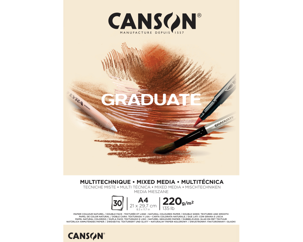 CANSON Graduate Mixed Media A4 400110368 20 Blatt, beige, 220g