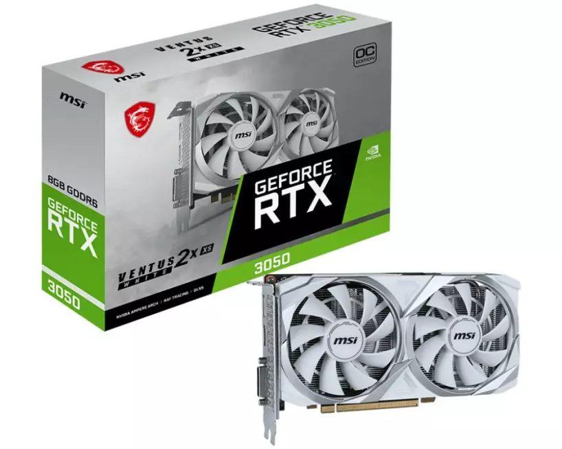 MSI Grafikkarte GeForce RTX 3050 VENTUS 2X XS WHITE 8G OC