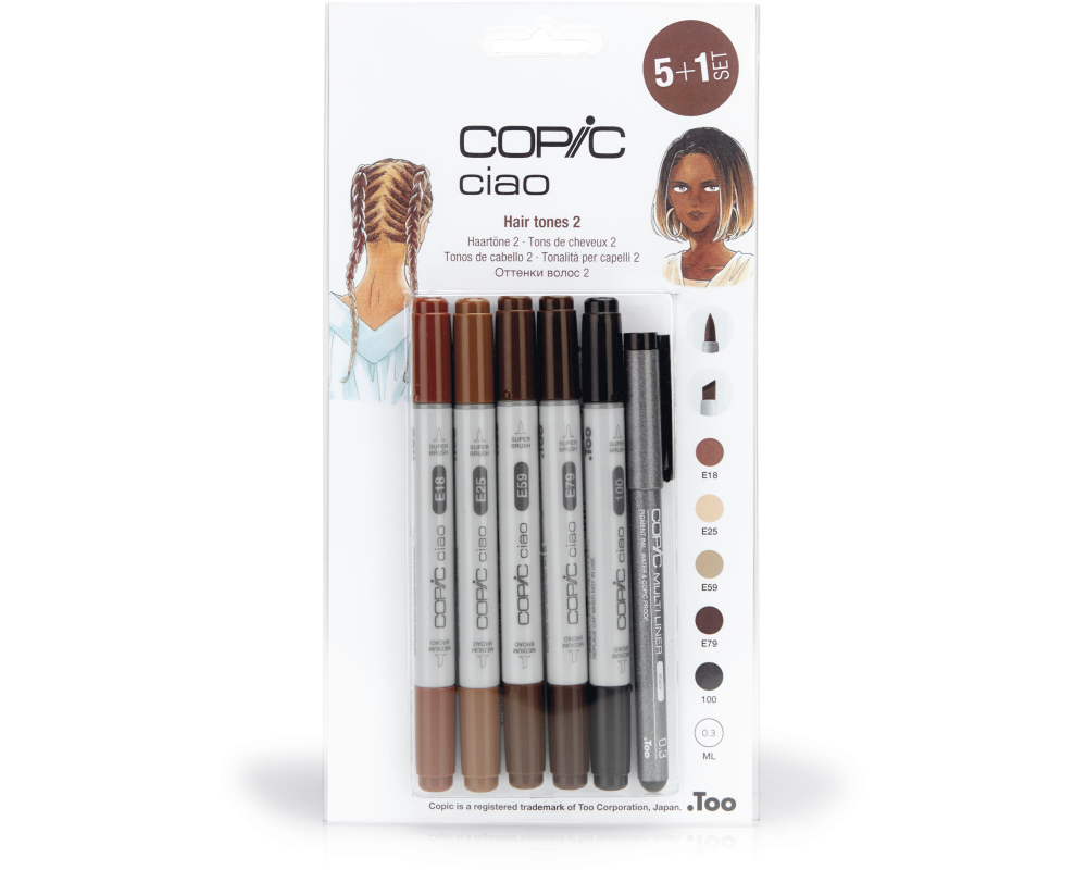 COPIC Marker Ciao 22075573 5+1 Set Hair Tones 2
