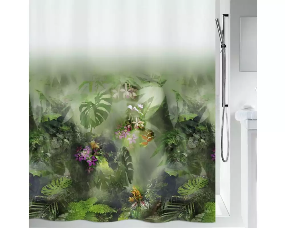 spirella Duschvorhang Jungle 180 x 200 cm Grün/Violett