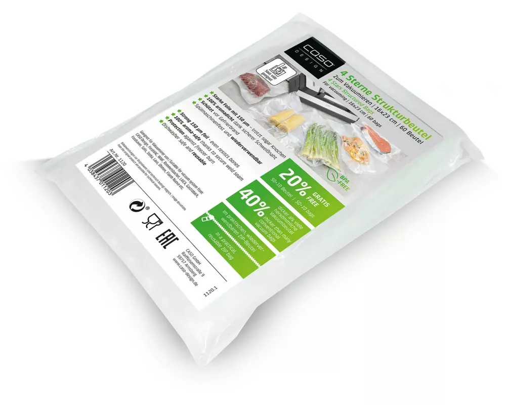 Caso 4 Sterne Strukturbeutel 16 x 23 transparent 16 x 23 cm