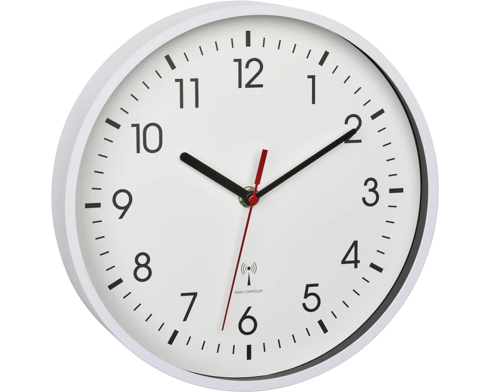 TFA Dostmann Funk-Wanduhr Weiss