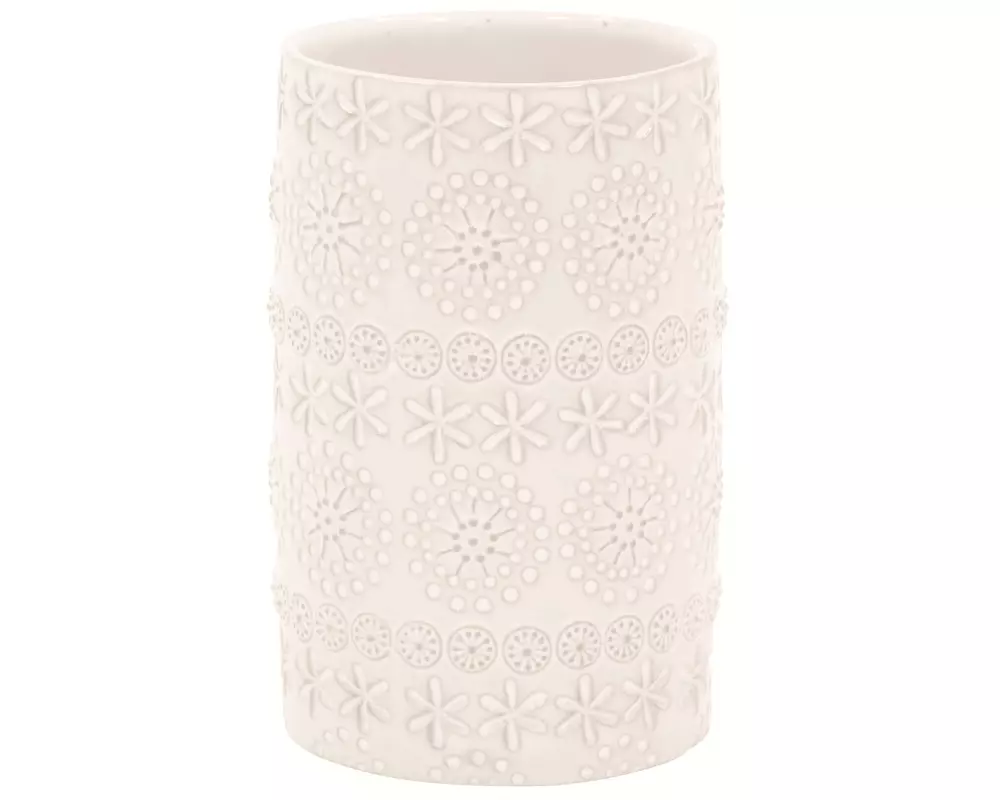 spirella Zahnputzbecher Relief Weiss, Porzellan