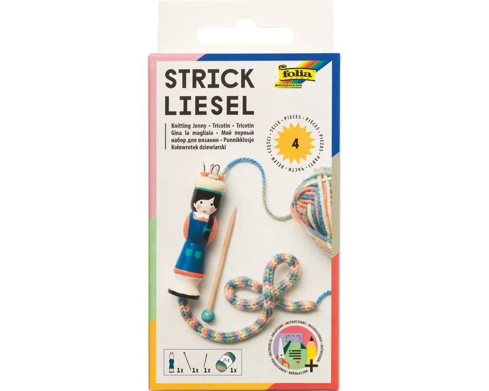 Folia Strickliesel mit Wolle und Nadeln