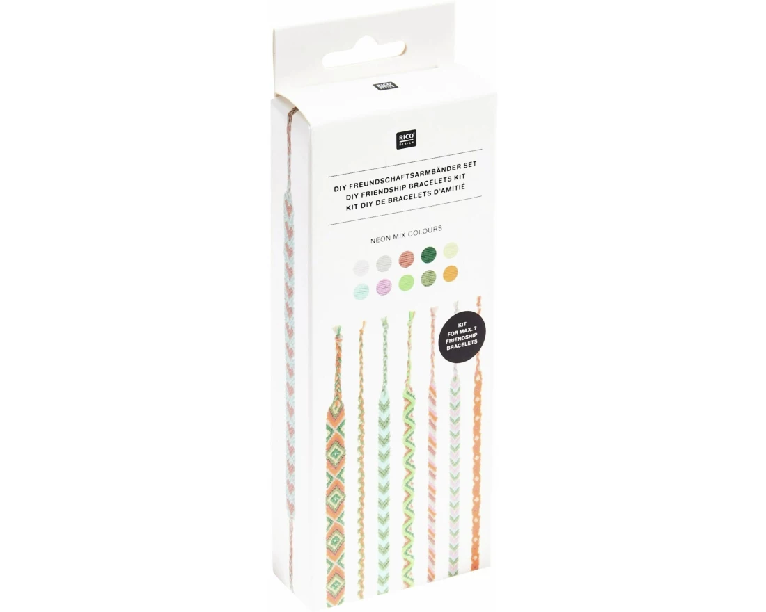 Rico Design DIY Freundschaftsarmbänder Set Neon Mix Colours