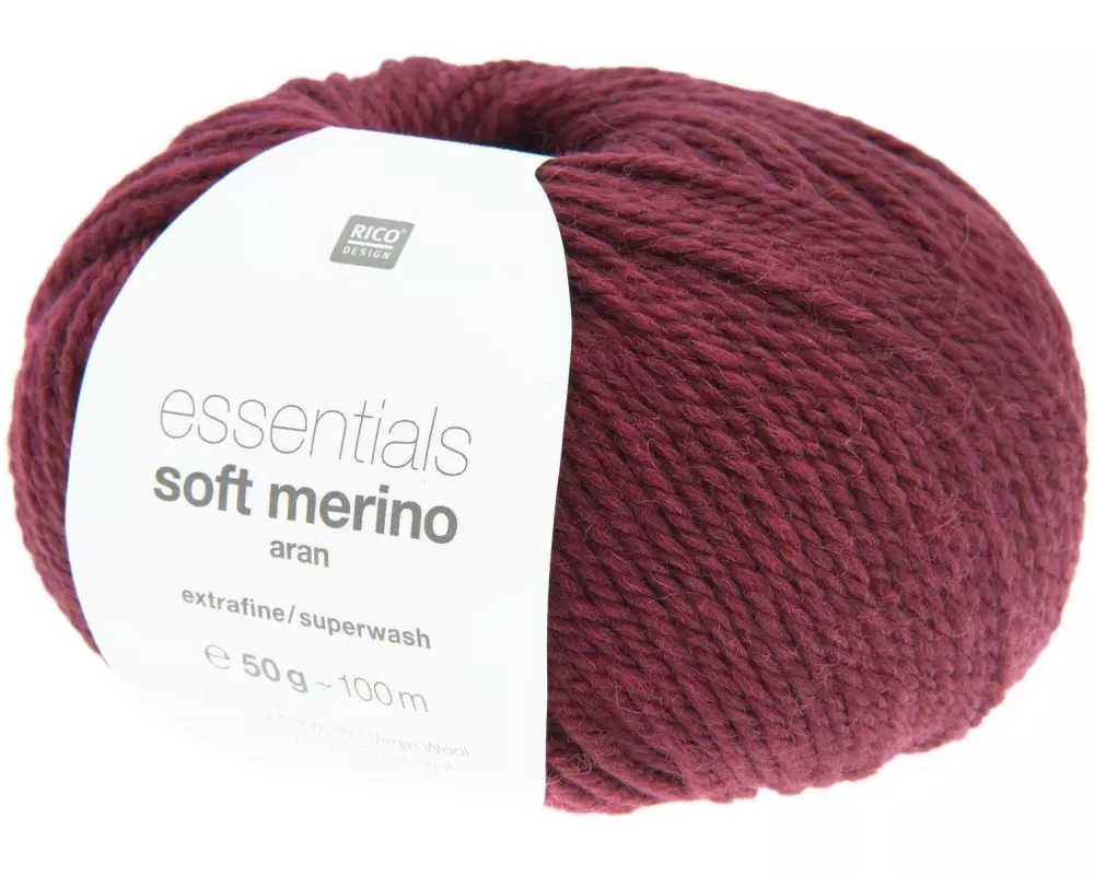 Rico Design Wolle Soft Merino aran 50 g, Weinrot